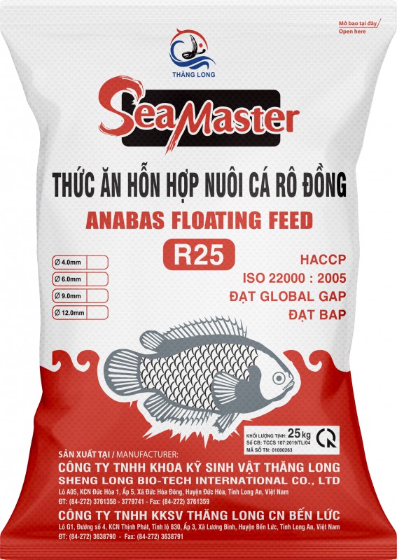 THỨC ĂN CÁ RÔ ĐỒNG S030.F2 R25 25kg